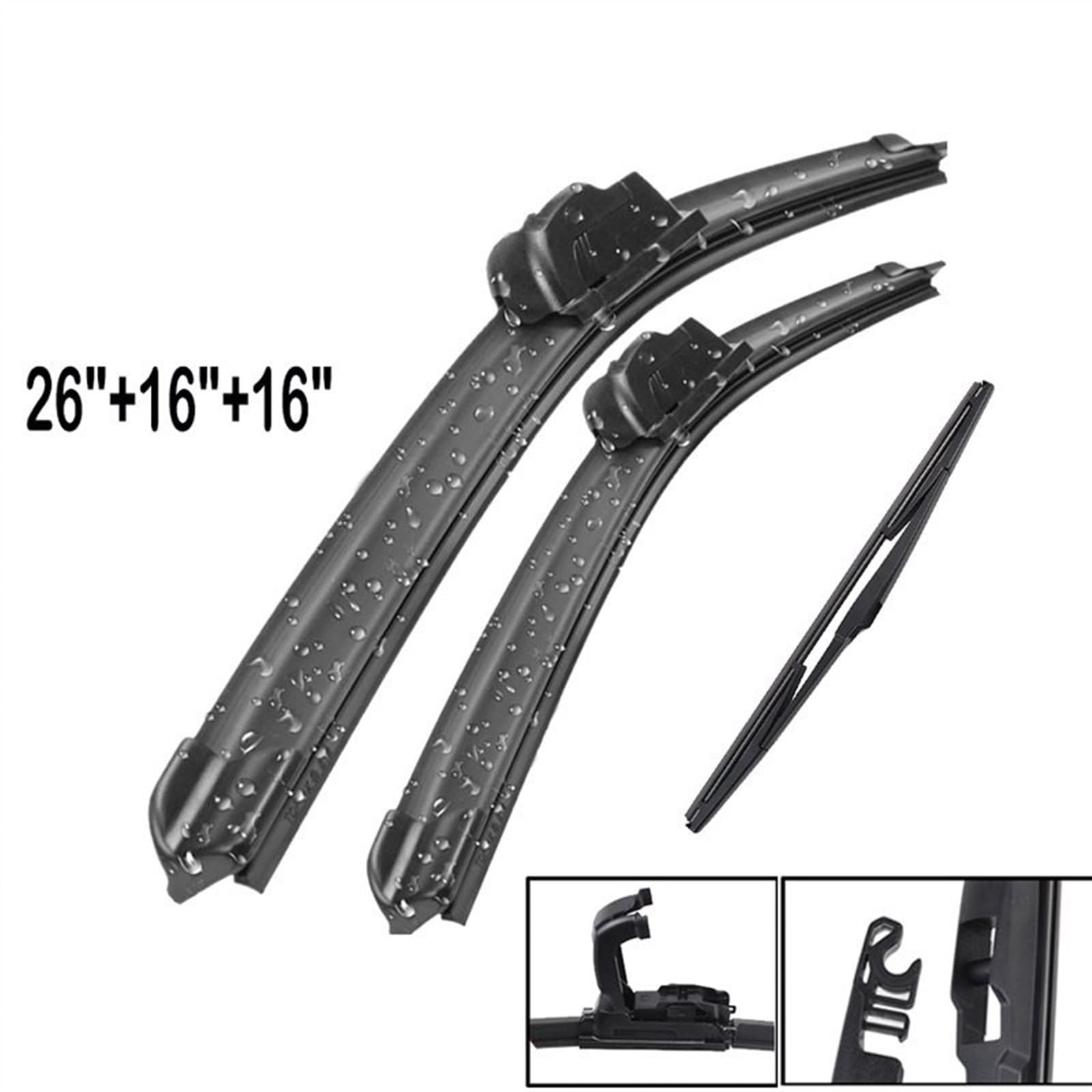 Limpiaparabrisas Juego De Escobillas De Limpiaparabrisas Delantero + Trasero De 26"16"16" Para Toyota Para Prius 2009 2010 2011 2012 2013 2014 2015 Limpiaparabrisas De Ventana