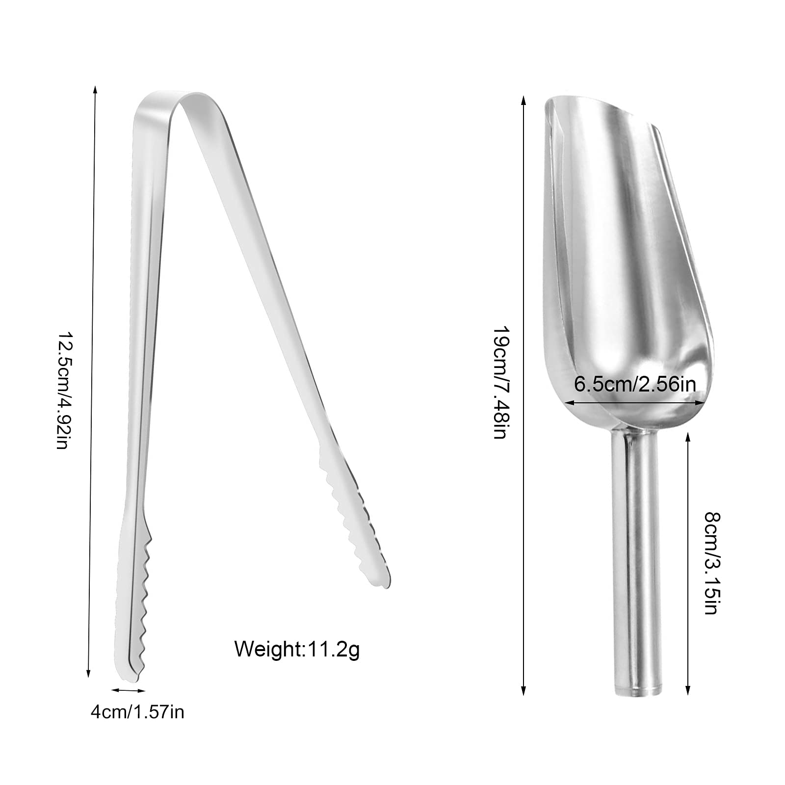Sinwind 10 PCS Pinces Et Cuillères Cuisine Inox - Pince à Glace, Pelle Sucrerie, Service Buffet