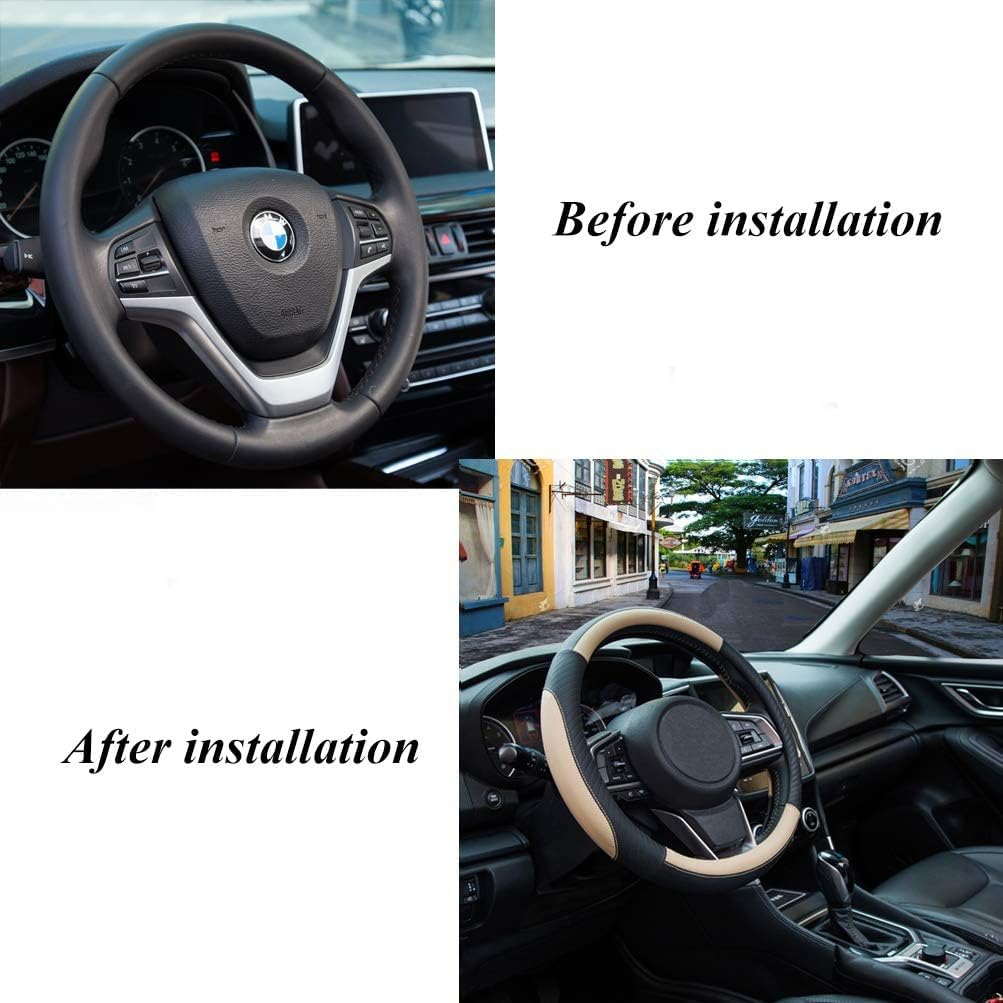 Car Steering Wheel Covers for Hyundai Palisade 7-Seater 2020 2021 2022 2023 2024 2025, Elastic Leather Breathable Antislip Protector Auto Interior Soft Durable Decor Supplies,Beige
