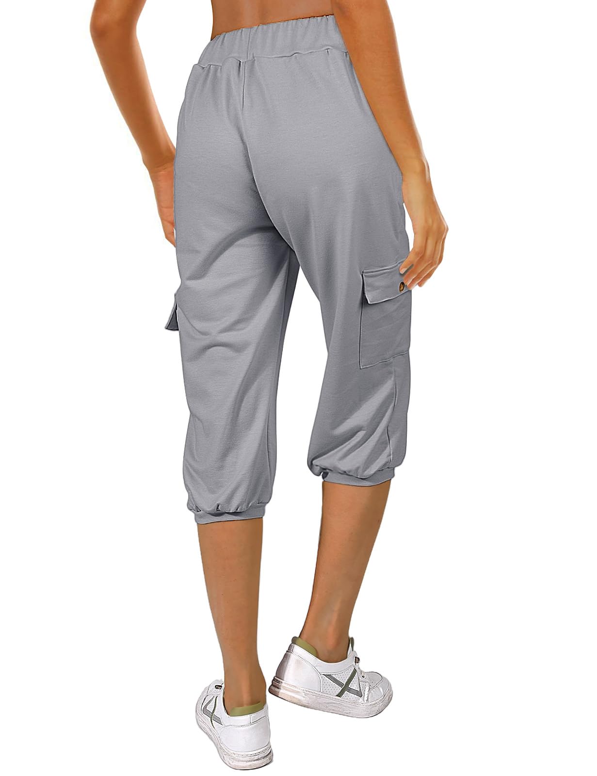 TOMEEK Pantalones Pirata para Mujer de Verano Pantalones Mujer 3/4 Sueltos con Cuatro Bolsillos Pantalones Deportivos Pantalones de Chándal de Yoga Jogger Fitness