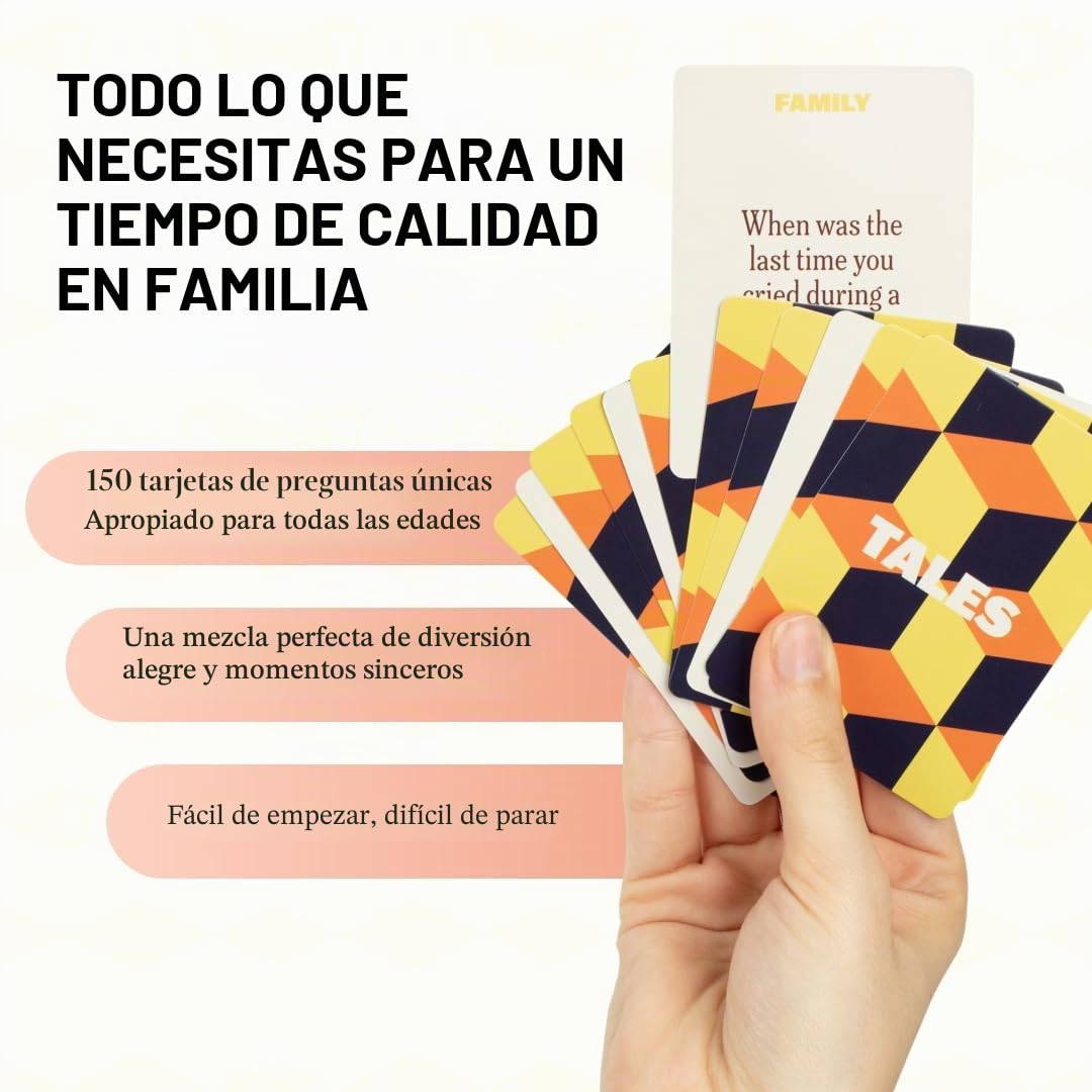 TALES Tarjetas de inicio de conversación, edición familiar, perfectas para juegos familiares para adultos, cenas familiares, noches de juegos, regalos, vacaciones y reuniones, indicaciones para
