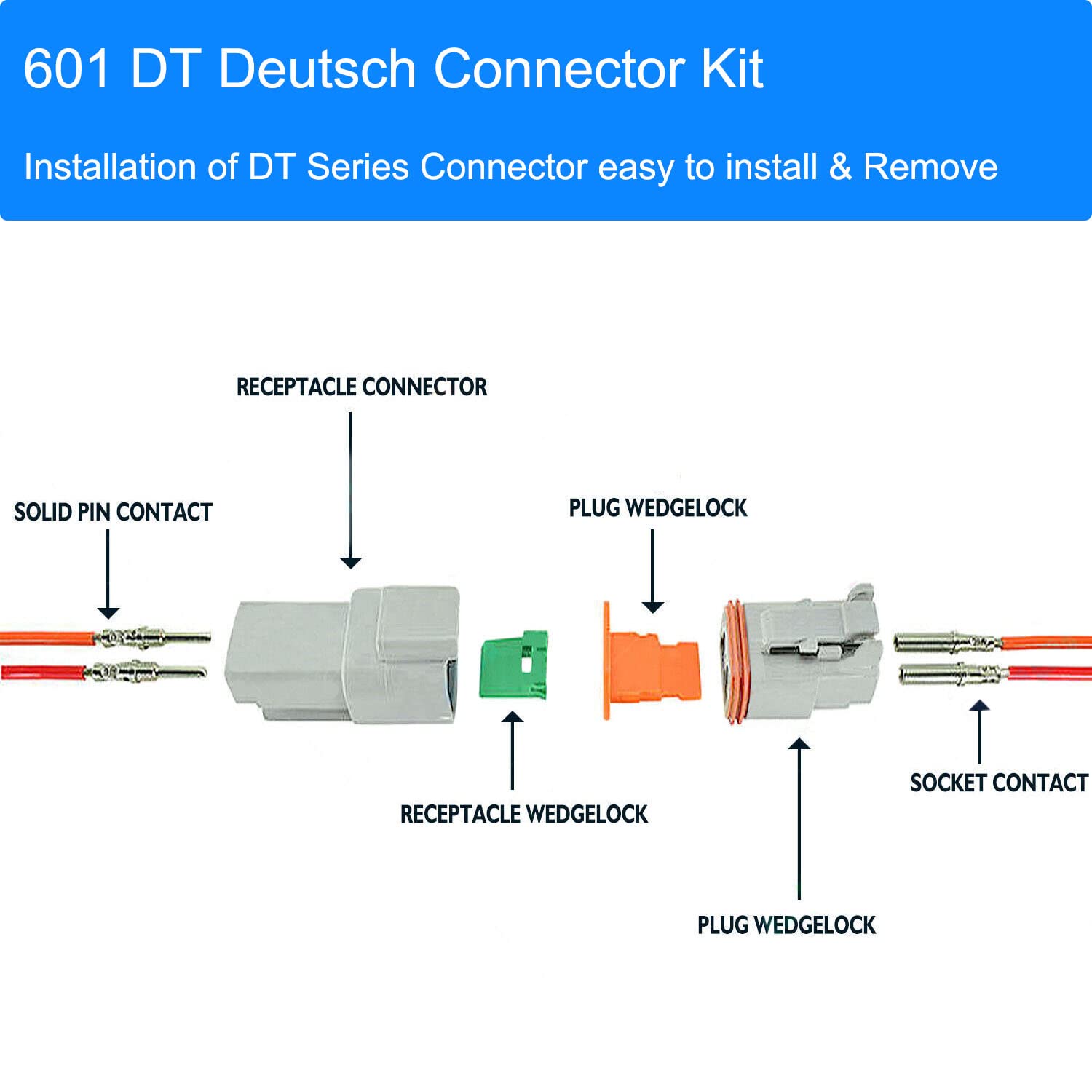 601-Piece DT Deutsch Connector Kit - Waterproof Electrical Connectors With Removal Tool