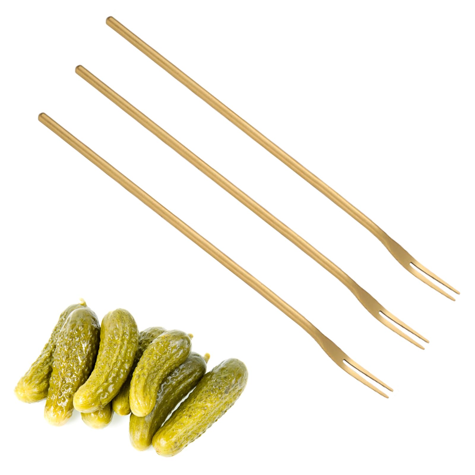 Asanta 3 PCS Pickle Fork, 8.6 Inch Pickle Forks for The Jar, Long Handle Olive Fork, Stainless Steel Cocktail Forks, Pickle Picker, Dessert Fruit Forks (Gold) — Amazon image 3