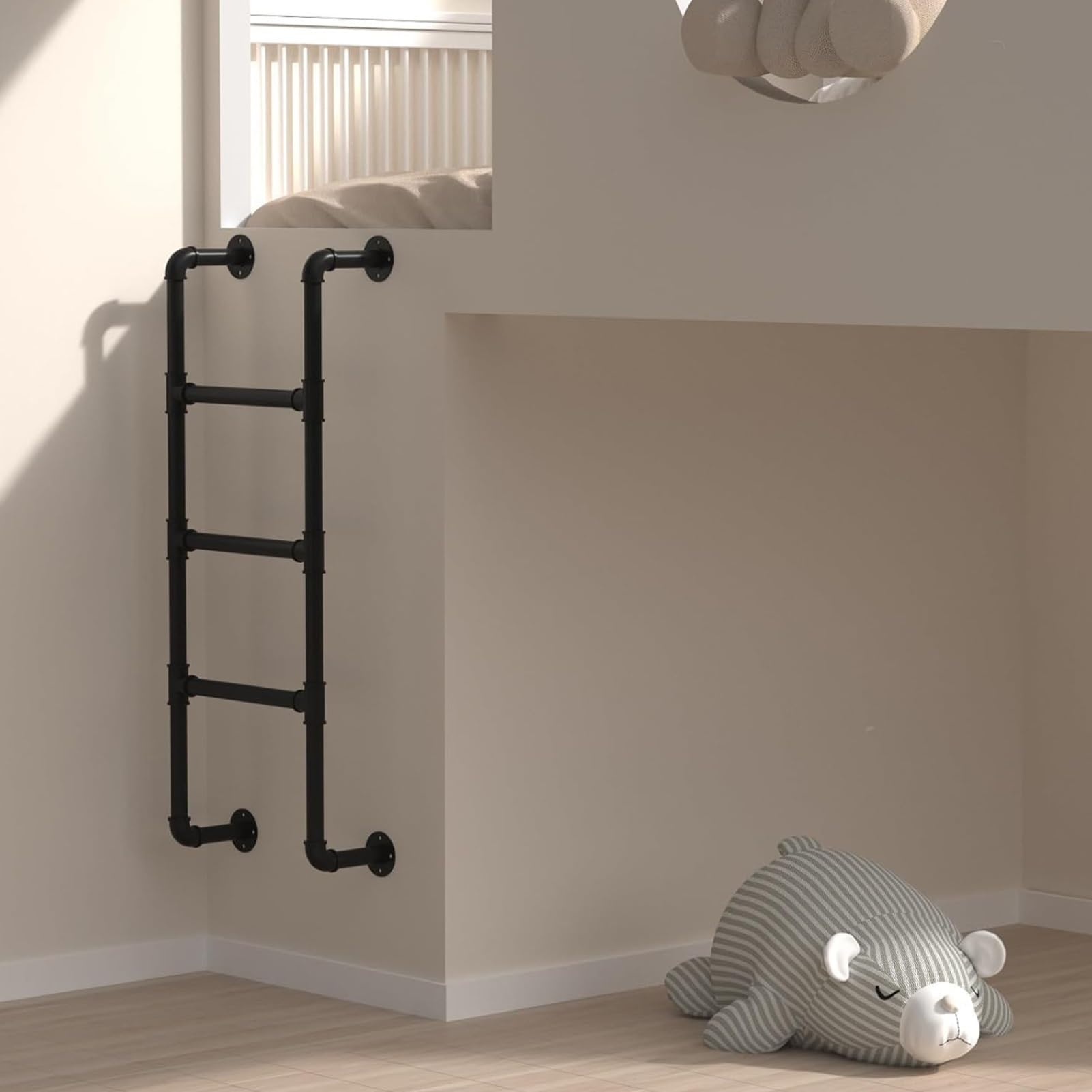 Scala a soppalco per appartamenti 3.3-9.8ft alta scala di sicurezza laterale per dormitorio biblioteca letto a castello ponte camper scala a gradini in metallo nero multifunzione personalizzabili(143c