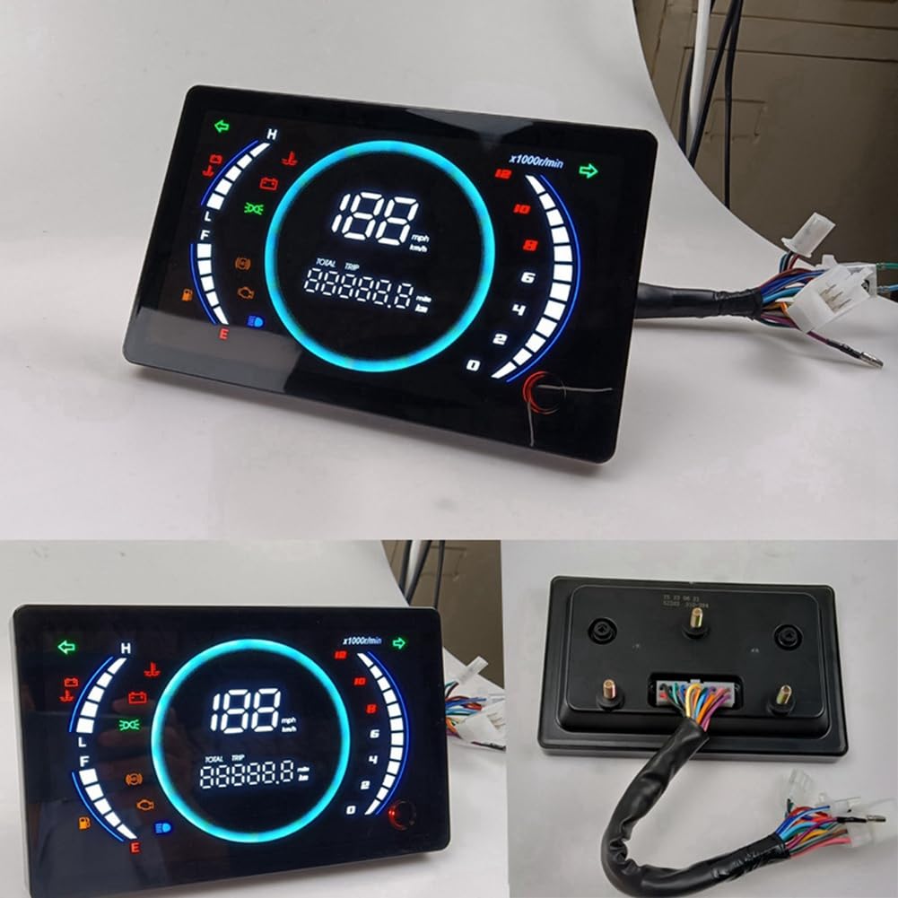 12V Universale Regolabile LED Digitale Moto Tachimetro RPM Cruscotto con Temperatura Gear 199km/H