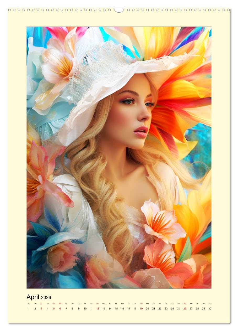 Blütenzauber. Floraler Reigen. Bezaubernde Frauen in Blumenpracht (hochwertiger Premium Wandkalender 2026 DIN A2 hoch), Kunstdruck in Hochglanz: ... Ode an die Naturschönheit (CALVENDO Menschen)
