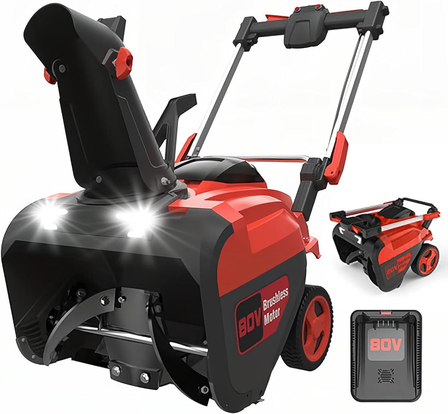 Electric Snow Blower, Cleaning 40 feet Cordless Snow Thrower Machine with 80V 6.0Ah