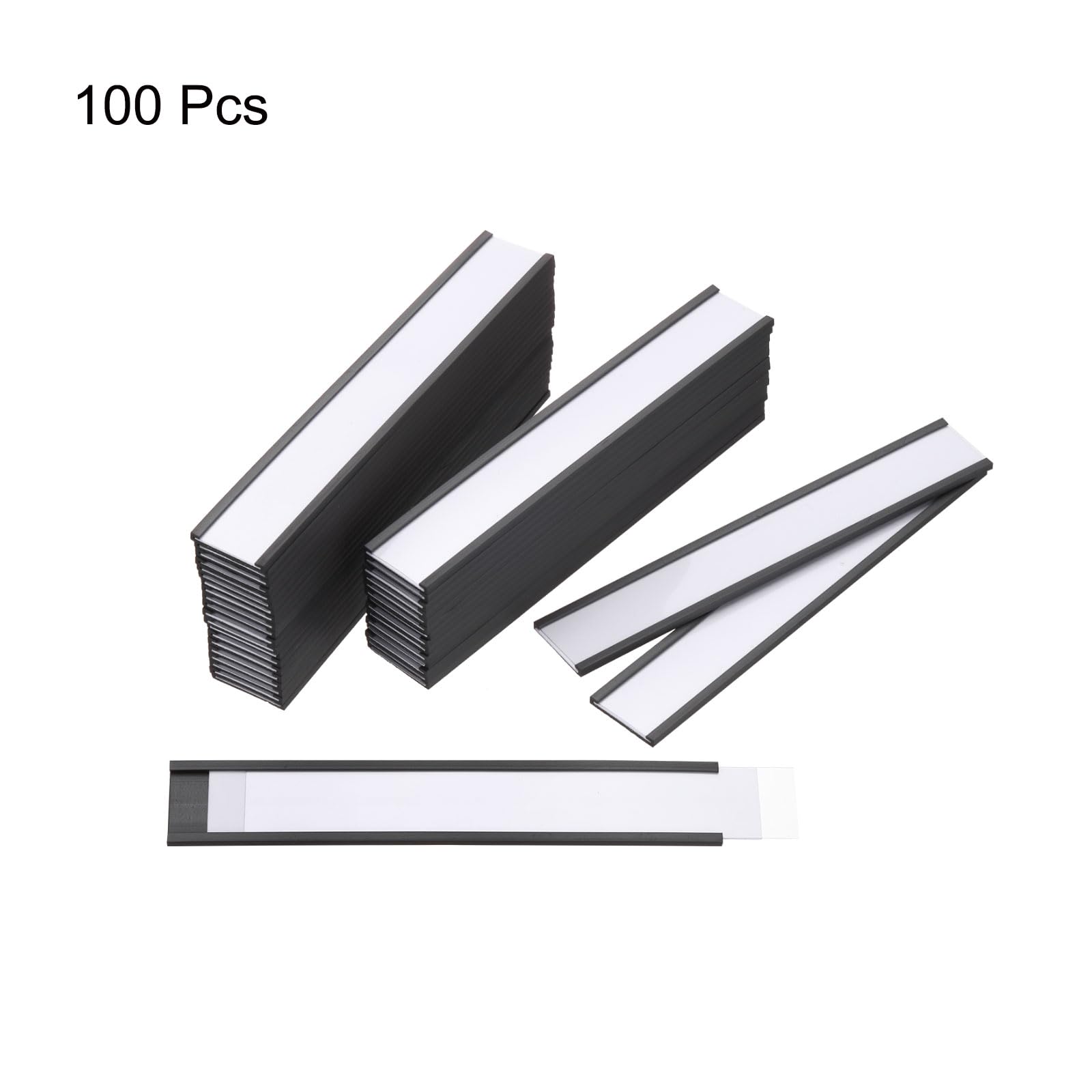 QUARKZMAN Etiketten Halter 1" x 6" C Kanal Gummi Magnetisch für Metall Regale Organisieren Büro Akten Schränke 100Stk