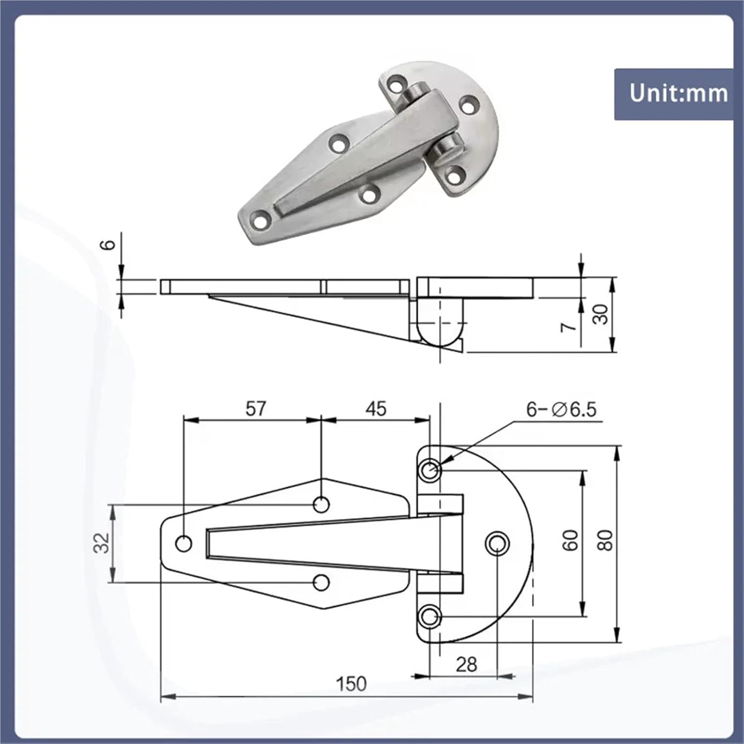 304ステンレス鋼製高耐久Tヒンジ 産業機器コンテナおよびトラックに最適 1個
