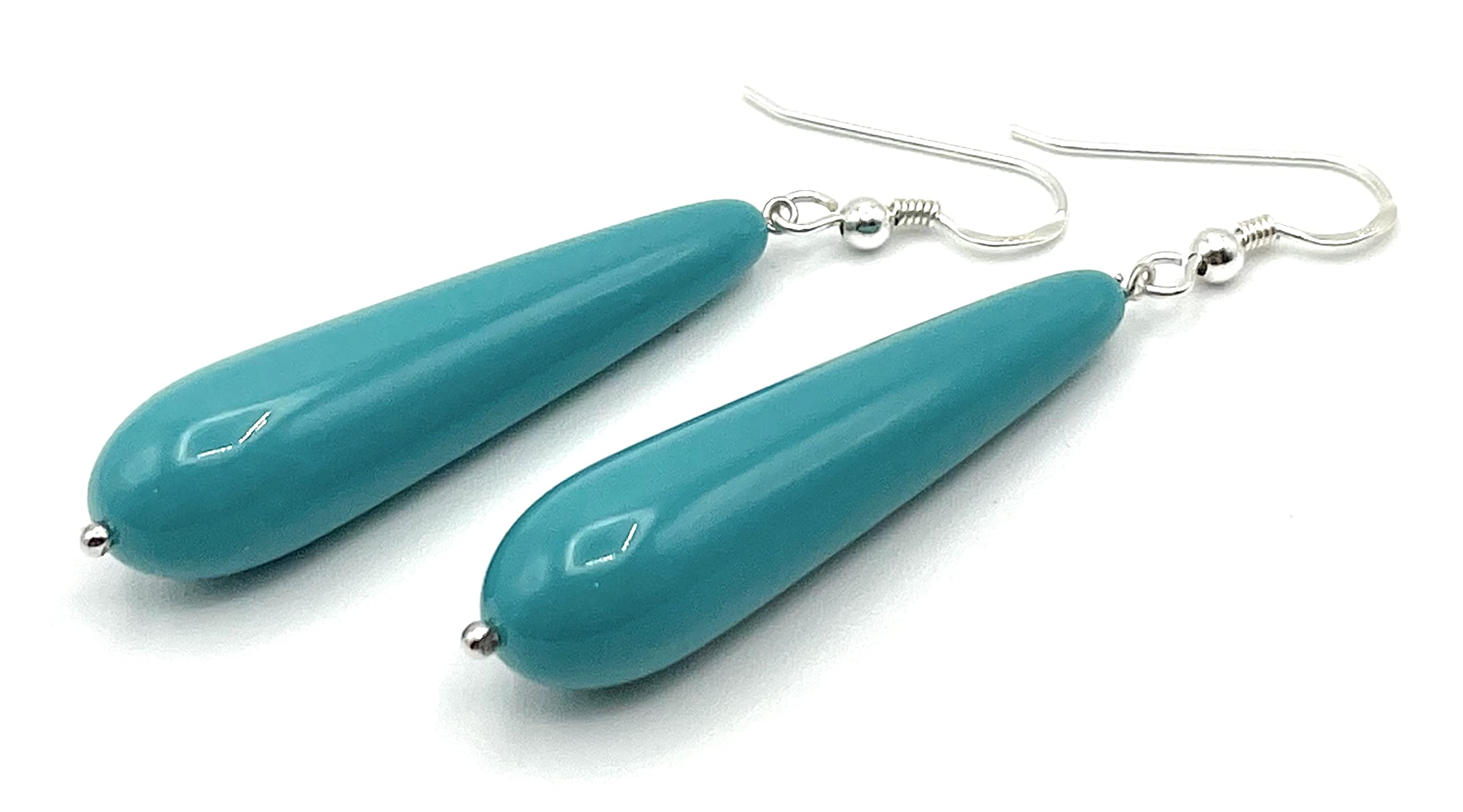 Pendientes Colgantes de Plata 925 y Lagrimas Turquesas, Joyas Artesanales, Regalo para Mujeres
