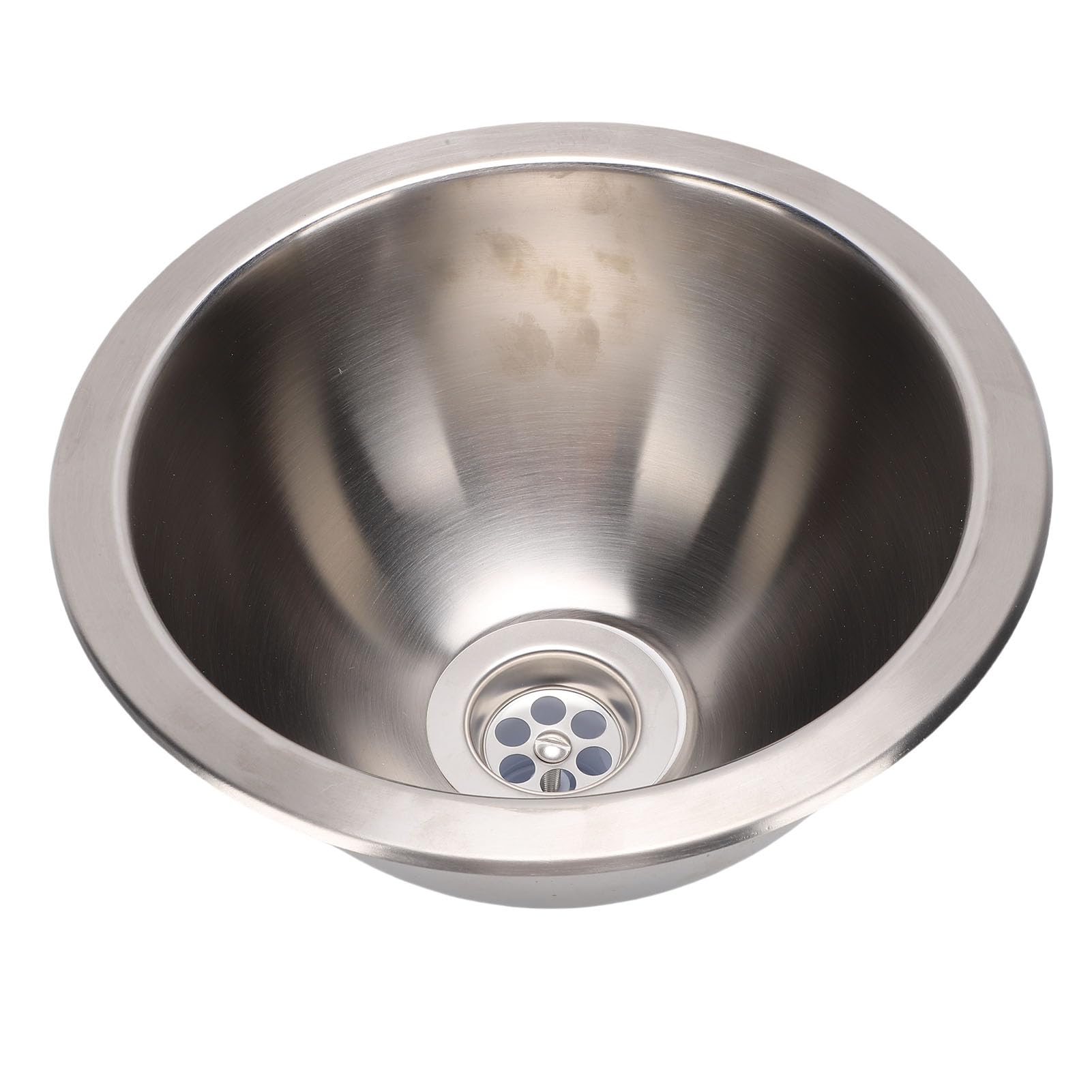 CZYWKDDPP 9.53 in Stainless Steel Round RV, Brushed Mirror Finish Mini Single Kitchen with Filter Drain & for Boats Yachts RVs Hose