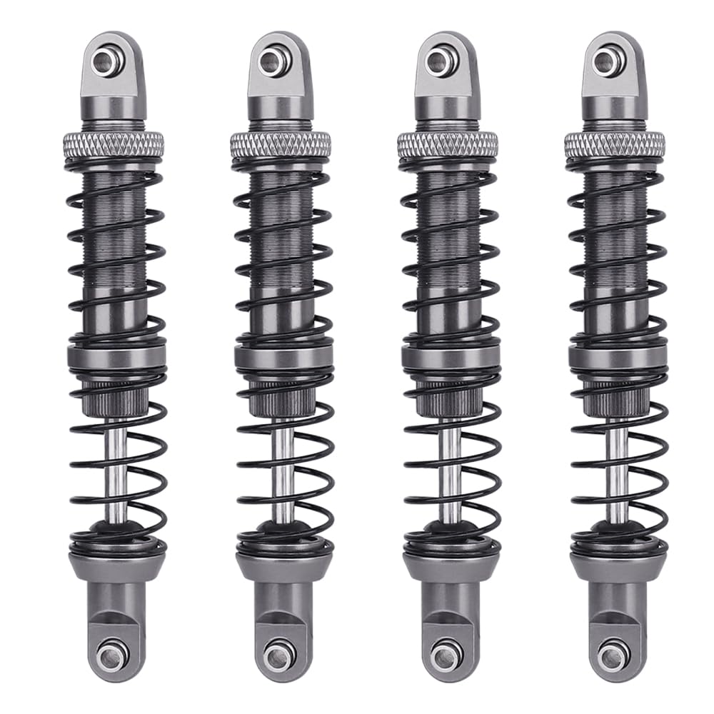 Pothyes RC Threaded Shock Absorber Oil Adjustable Damper Set with Springs for 1/10 RCTruck Crawler Axial SCX10 I II III Capra TRX4 D90 Wraith HPI Metal Upgrade Part (gray, 90mm)