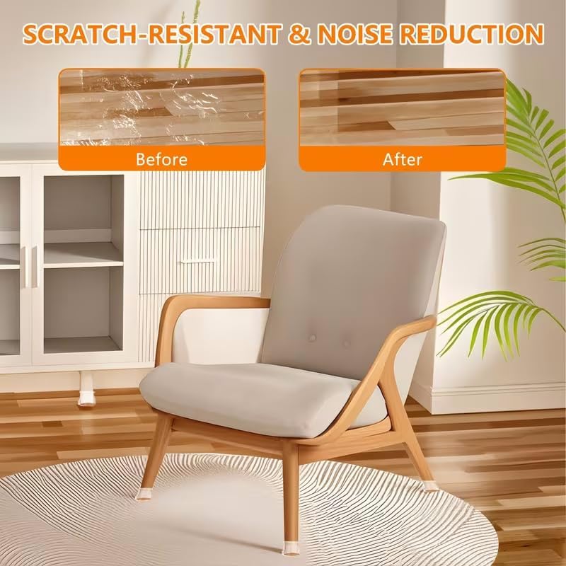 24pcs/Set Chair Leg Protectors with Non-Slip Felt Pads - Clear Round Table Base Covers for Floor Protection, Black