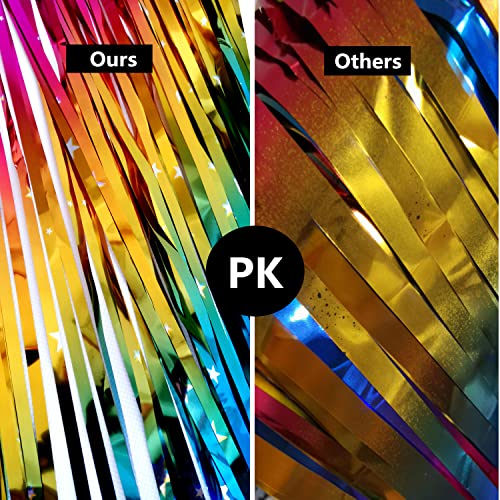 Sparkly Rainbow Gradient Tinsel Foil Fringe Curtain Metallic Streamers For Birthday Party Decorations Wedding Graduation Baby Shower Bachelorette Photo Booth Props 2 Packs #TOP3