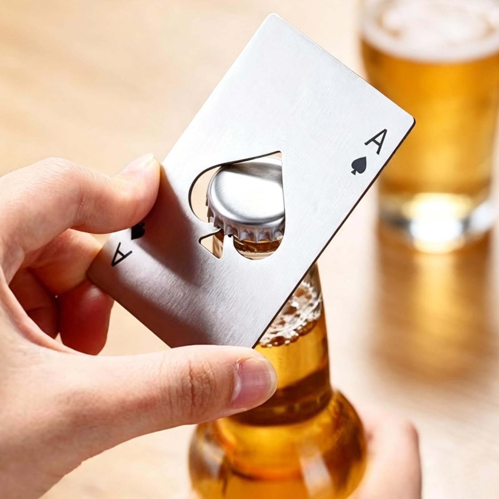 Stainless Steel Ace Card Bottle Opener, Portable Tool for Beer Bottles | Creative Card-Shaped Appearance Combines Practical Function, Compact Flat Body Fits Wallets or Pockets