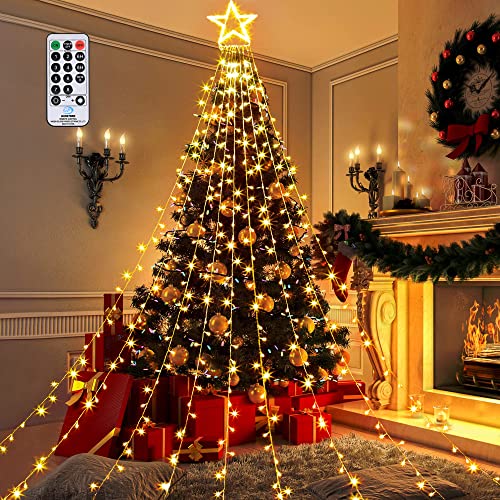 GIGALUMI Christmas Decorations Lights 344 LED Star Lights 8 Lighting Modes Outdoor Tree Decorations for Christmas Yard, Garden, New Year, Holiday, Wedding, Party(Warm White) GIGALUMI Christmas Decorations Lights 344 LED Star Lights 8 Lighting Modes Outdoor Tree Decorations for Christmas Yard, Garden, New Year, Holiday, Wedding, Party(Warm White)