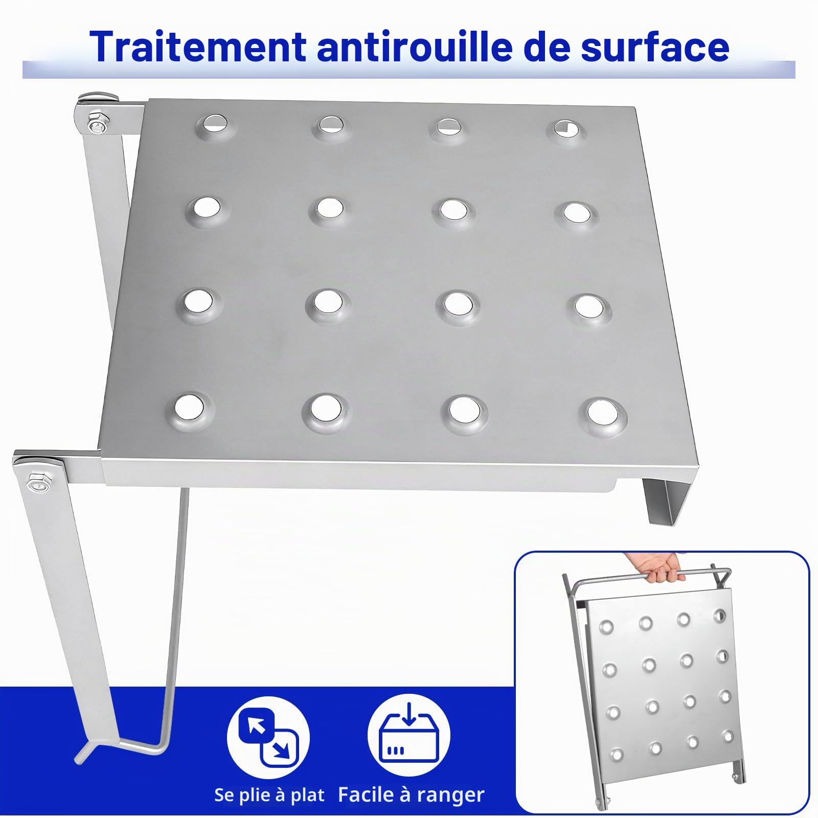DBREAKS Plateforme de Travail Plate-Forme Escalier 150kg Acier Allié