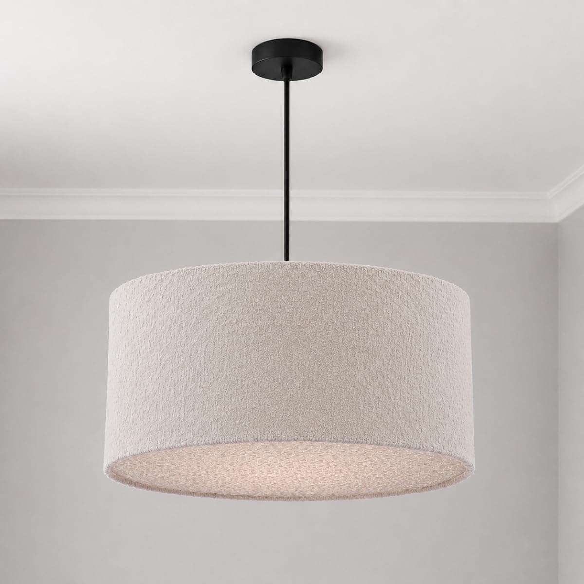 CGC Lighting Indoor Ceiling Lampshade Boucle 45cm Matching Inner Bedroom Dining Room Lounge (Petra Grey 45cm + Diffuser)