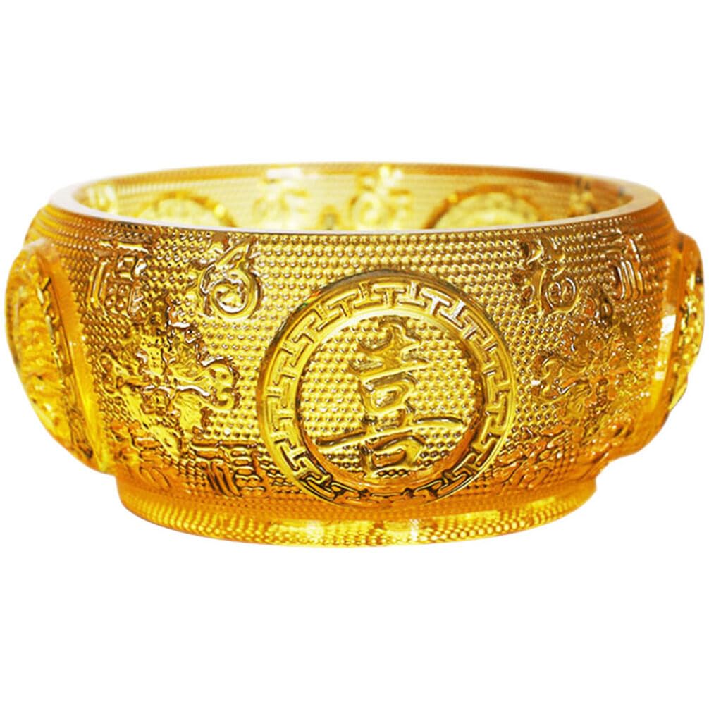 Operitacx Feng Shui Treasure Basin, Treasure Bowl Figurine Money Bowl Ornament, Wealth Porsperity Good Luck Ornament, Chinese Fortune Offering for Wealth Good Luck Office Decoration
