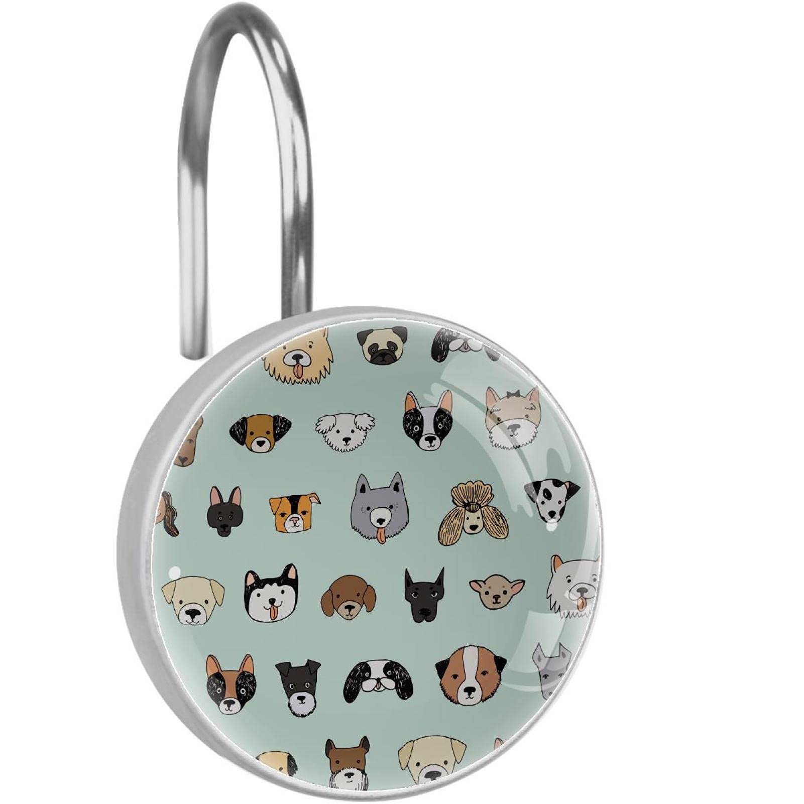 Crochets de rideau de douche deco tête de chien lot de 12 pour maison