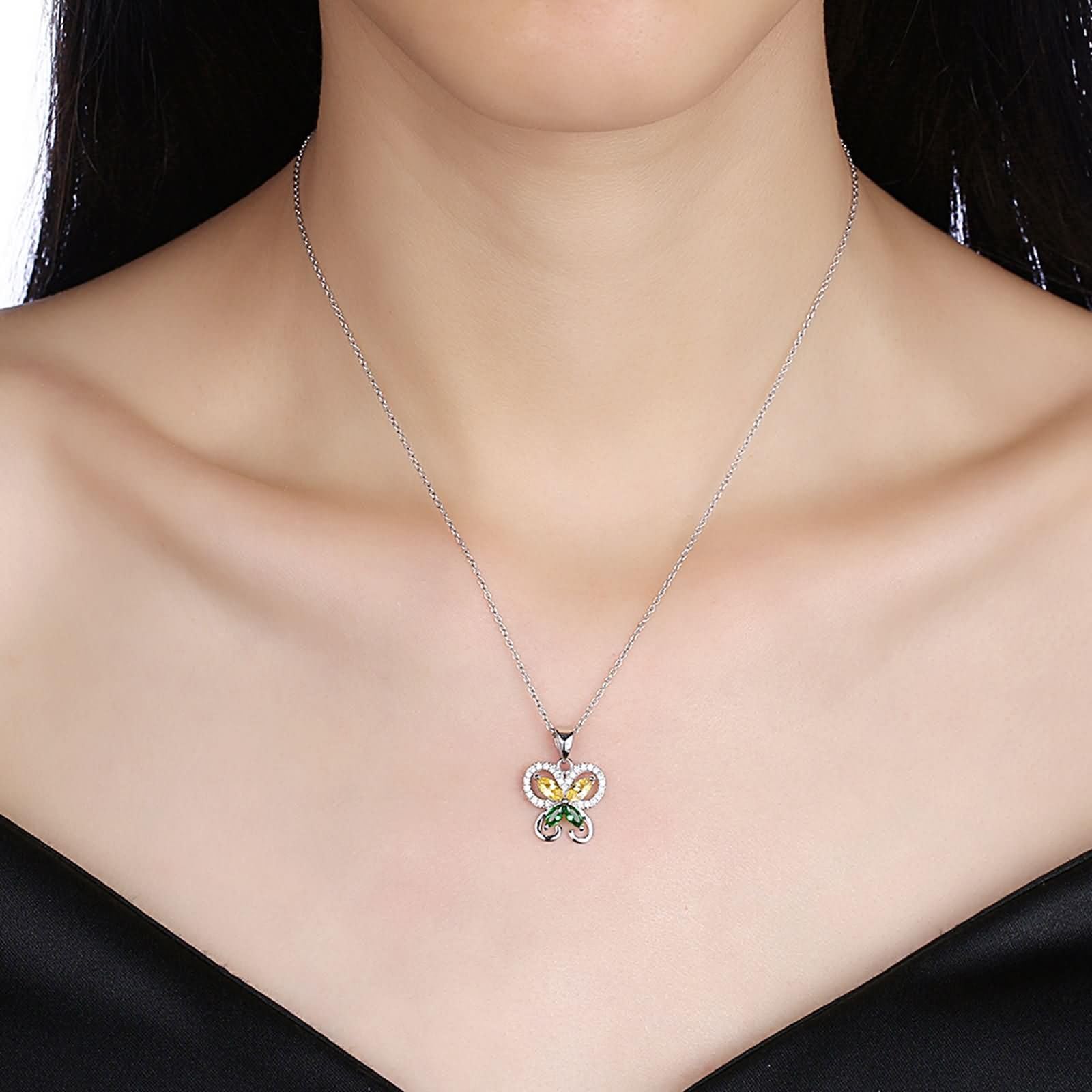 Donna Ciondoli Collana Argento,Ciondolo Collana Donna Argento Sterling 925 Farfalla con Zirconia Cubica Collane Argento