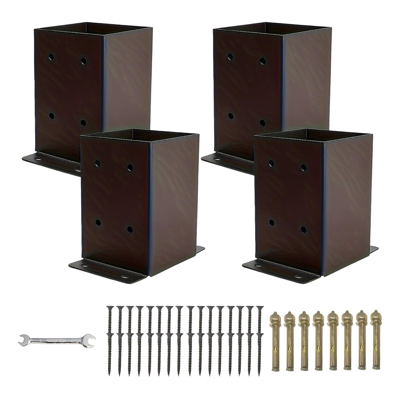 Soporte de poste de hierro resistente para barandilla de cenador, valla de patio con agujeros preperforados y elementos de fijación incluidos. Soporte de poste resistente