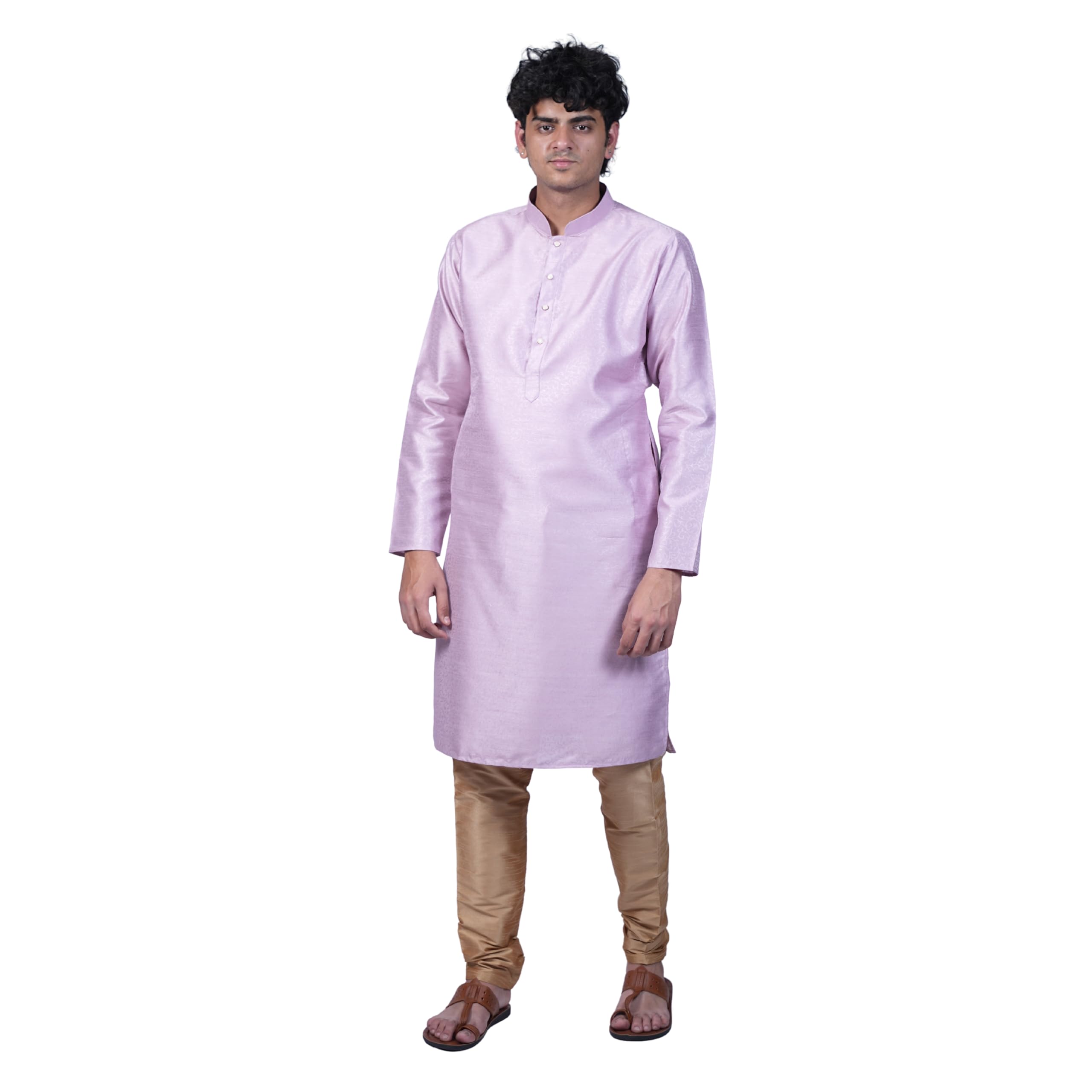 mridang Men’s Silk Blend Kurta with Churidar Pyjama Set | Embossed Printed Long Sleeve Straight Kurta Pajama | Ethnic Wear for Wedding, Pooja, Festival & Traditional Occasions-picture-47