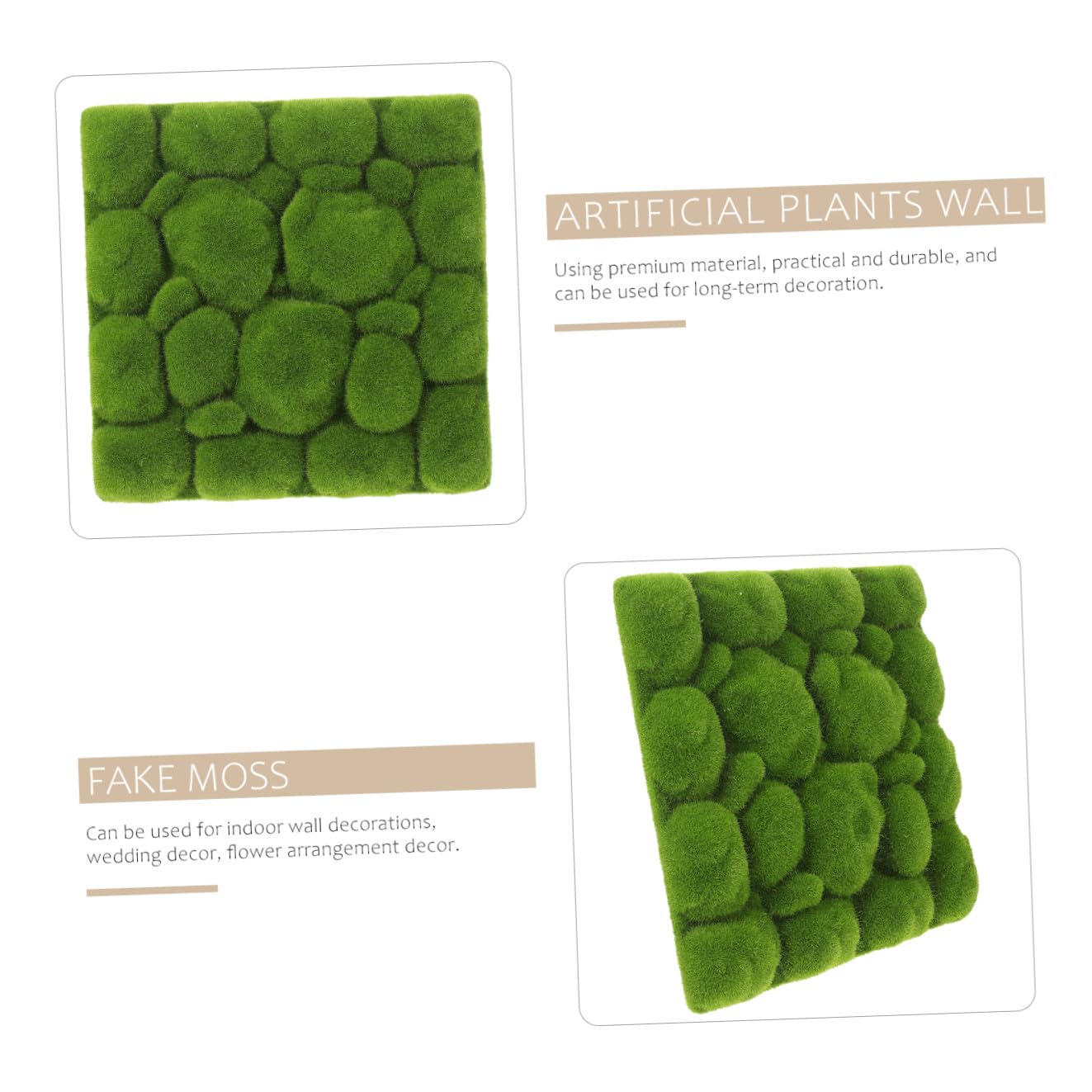 Toyvian 3 Pezzi Pannello di Muschio Artificiale Finto 30X30 CM per Decorazione Murale Fai da Te, Pannello di Piante Finte per Arredamento Casa e Ufficio, Simulazione di Muschio Naturale