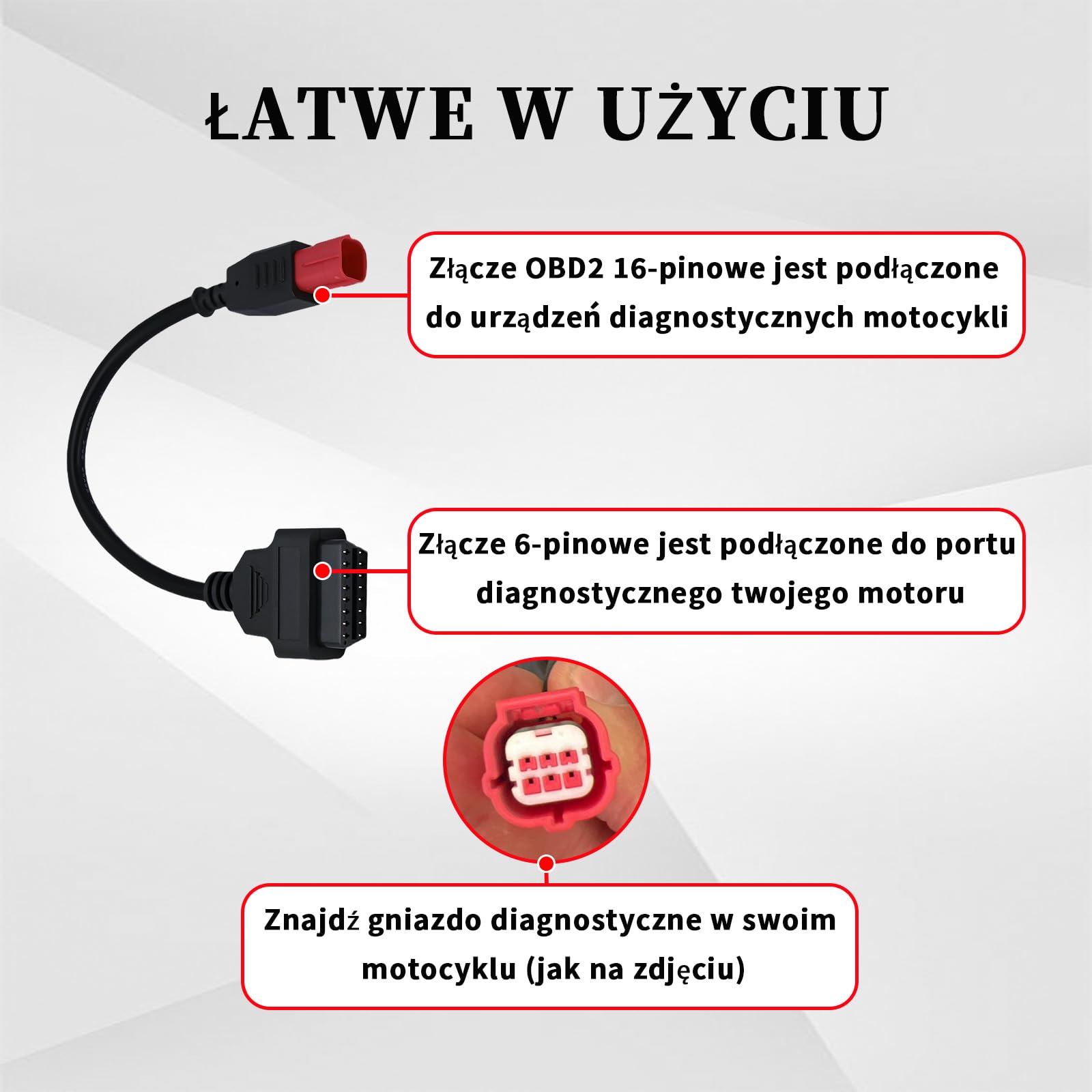 Cavo adattatore OBD2 a 6 Pin, adatto a Guzzi Kawasaki Suzuki Yamaha Piaggio Vespa Honda motor Diagnostic Cable OBD, connettori a 6 Pin Euro5 possono Bus e k line, lavora con il lettore di codice