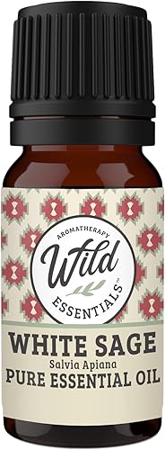 Wild Essentials - Aceite esencial de salvia blanca 100% puro, 0.3 fl oz, grado premium, fabricado y embotellado en los Estados Unidos, limpiador,