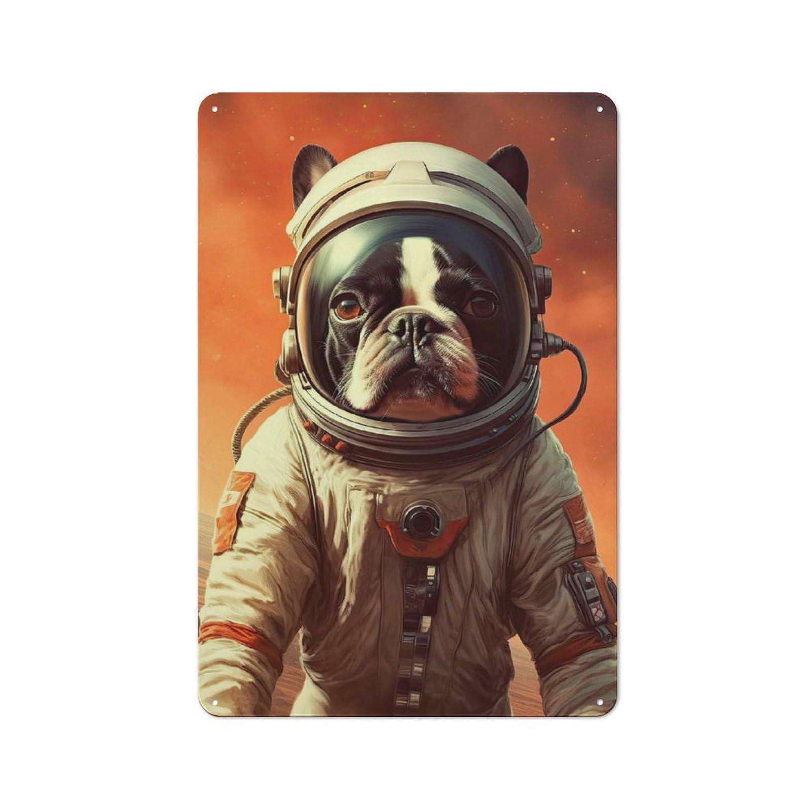 Retro Boston Terrier Mars Metal Sign 30x20cm, Classic Pub Decor for Cafe, Pub, Workshop Or Home Bar, for Casual British Interiors