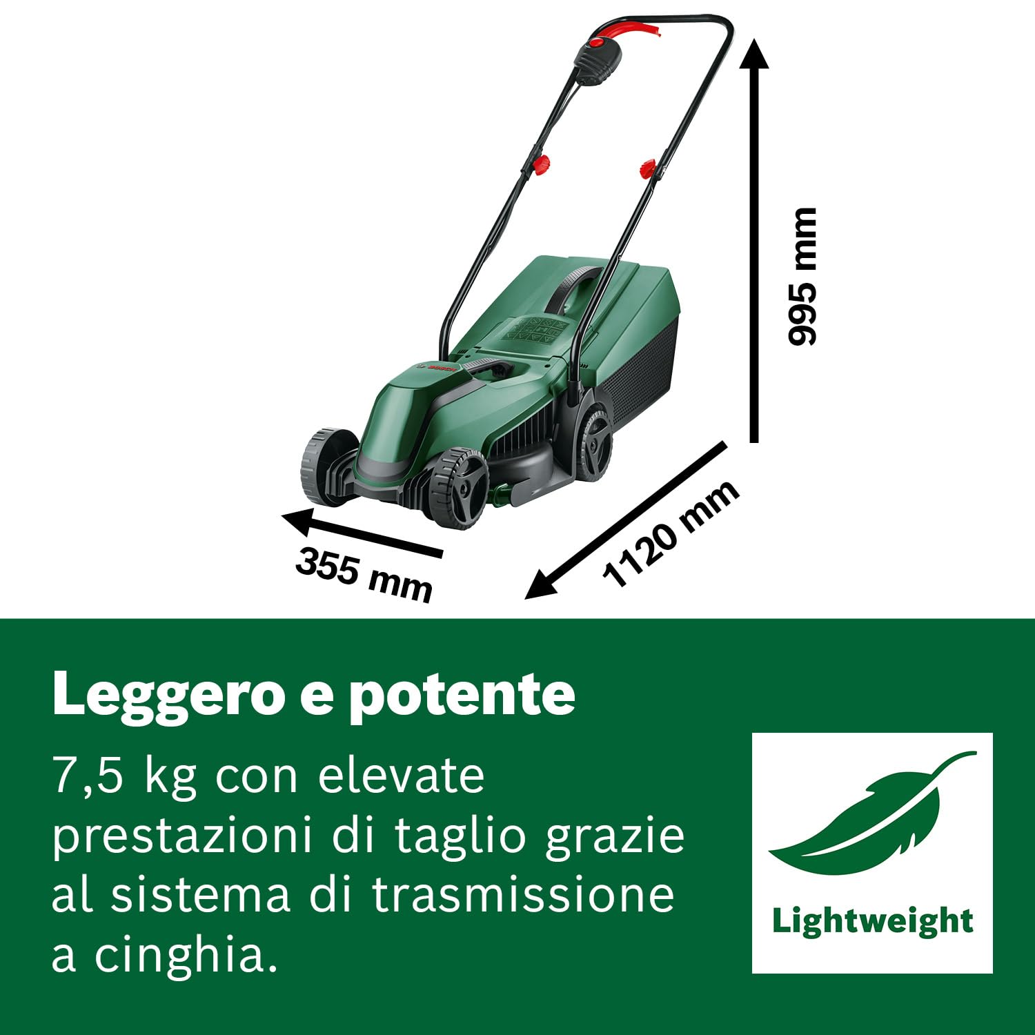 Bosch Tagliaerba/Tosaerba a batteria EasyMower 18V-32-200 (1 batteria da 4,0 Ah, 18 Volt System, Larghezza di taglio: 32 cm, in confezione di cartone)