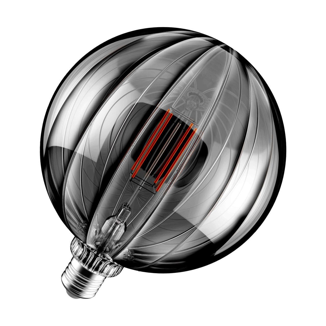 Crompton Lamps LED Decorative E27 Screw Bulb, 150mm x 182mm G150 Globe Filament Bulb, 4.5W 1800K Extra Warm White 200lm 20W Eqv, Smoke Grey Lightbulb, Hanging Lights, Pendant Light, Vintage Lamp