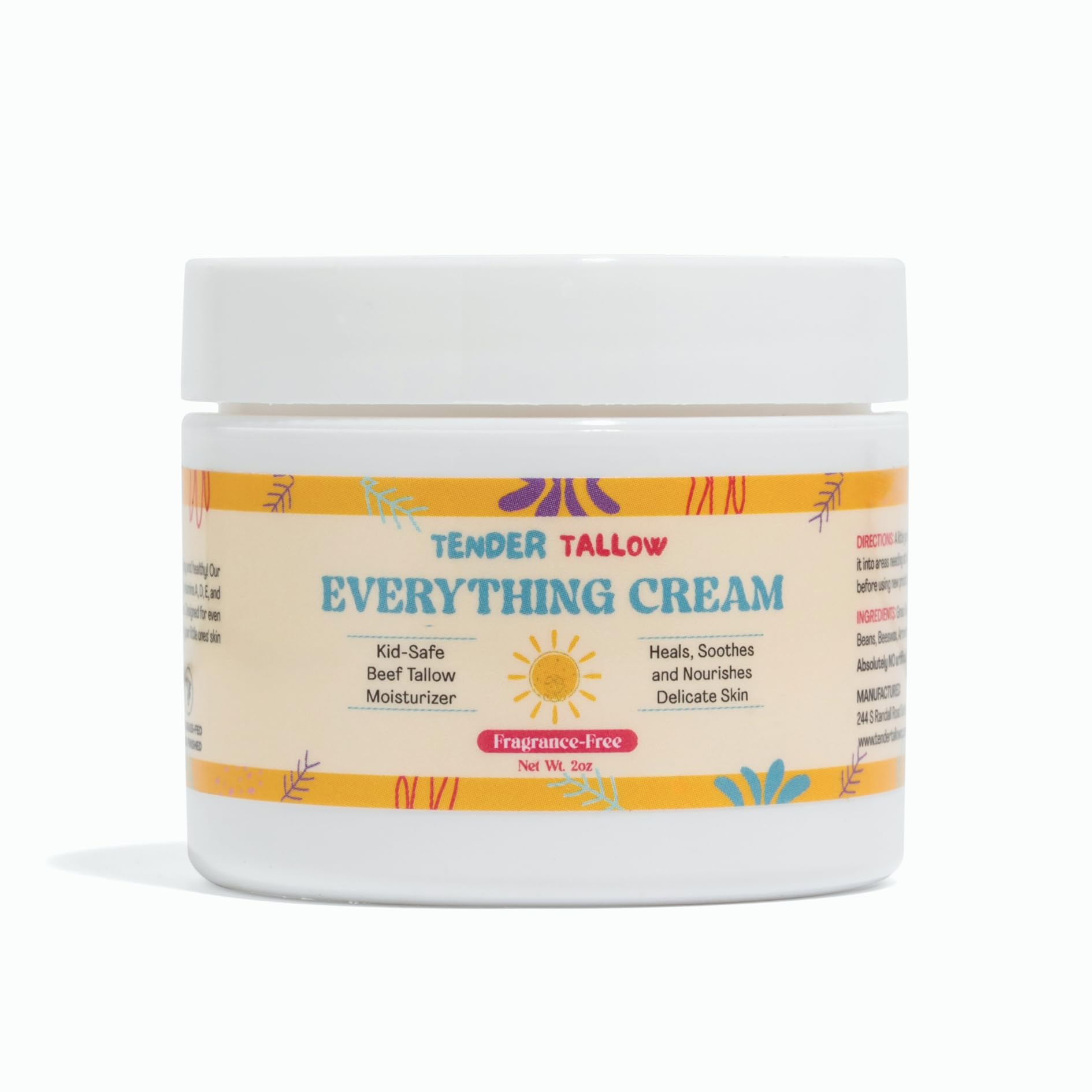 Tender Tallow – Fragrance-Free Whipped Tallow Cream for Babies & Kids, 100% Grass-Fed Non-Toxic Balm for Sensitive or Eczema-Prone Skin, Gentle