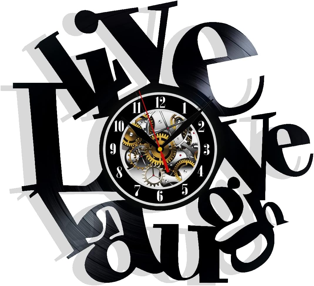 Live Love Laugh Vinyl Record Wall Clock Surprise Ideas Best Friends Birthdays Art Home Room Decor Gift for Birthday Holiday Christmas 12” LP Clock Black