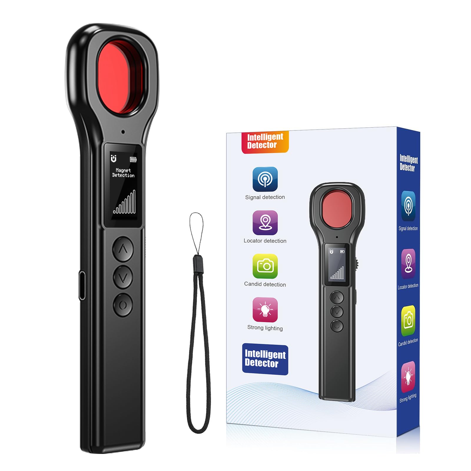 LONGYI Rilevatore di Cimici, Rilevatore microspie Professionale di Telecamere Nascoste e Telecamere Segrete, con Display LED HD, Fino a 10 ore di Autonomia, ideale per Hotel