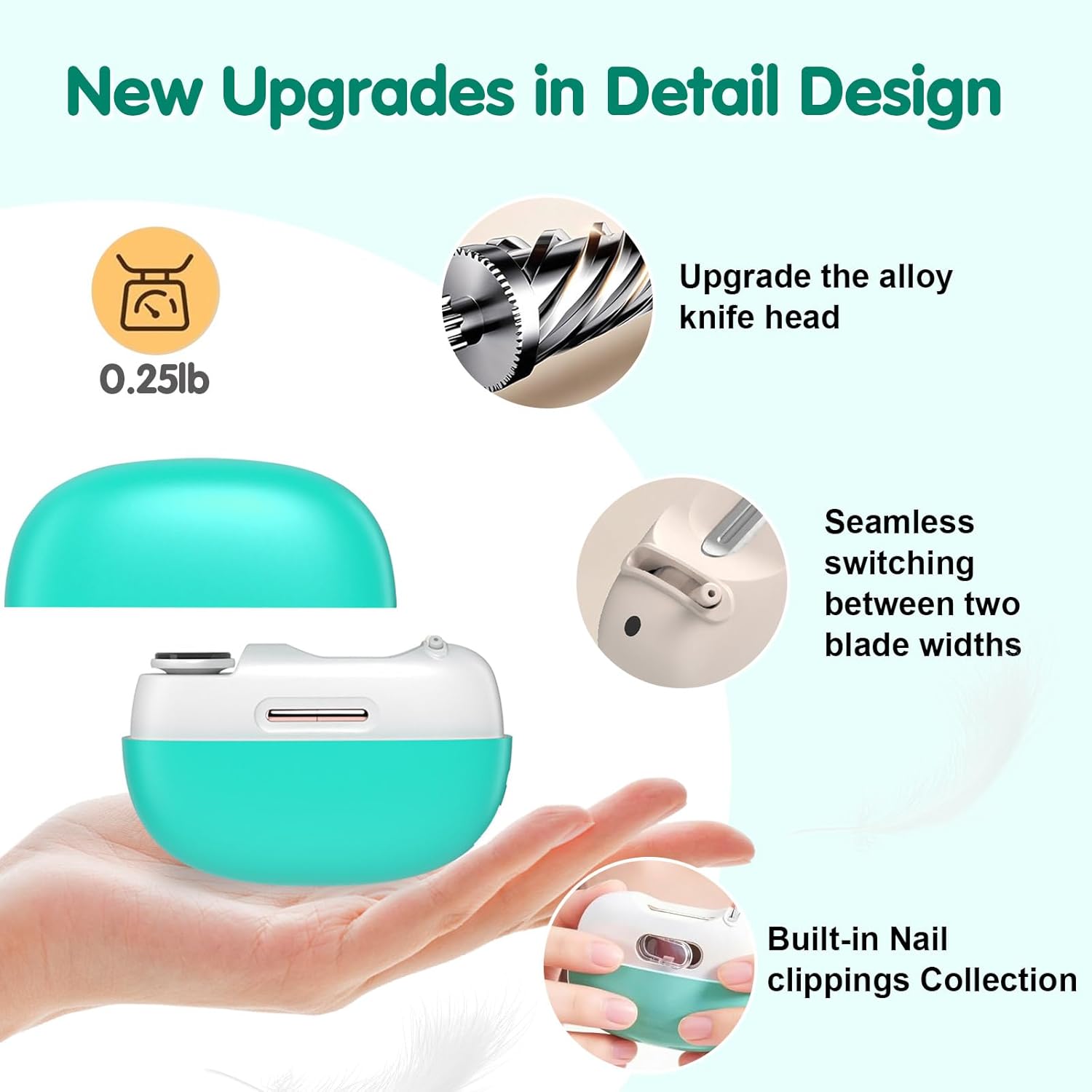 Electric Nail Clipper,2026 Upgraded Adjustable 0.8-1.4mm Blade Opening for Thick&Thin Nail,Electric Automatic Nail Clipper & Trimmer for Seniors & Adults,Baby with LED Light Nail Scraps Storage Green