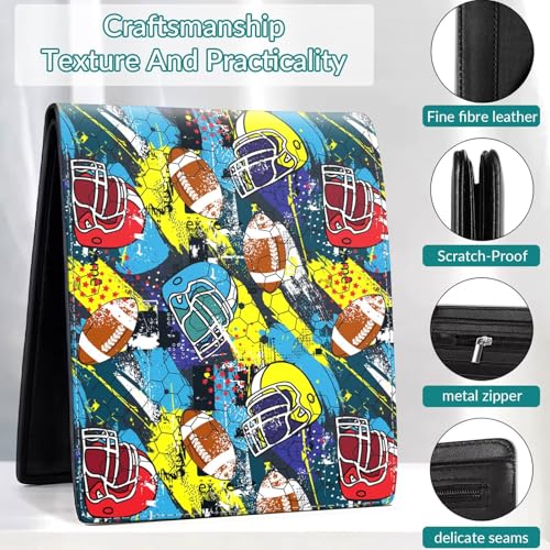 Image of EXXBYELI Boys Wallets Football Leather Wallets Credit Id Card Cash Holder Black Rfid Blocking Zipper Cute Cool Funny Aesthetic Wallets With Coin Pocket Id Window Teen Wallets for Boys Teenager Wallet