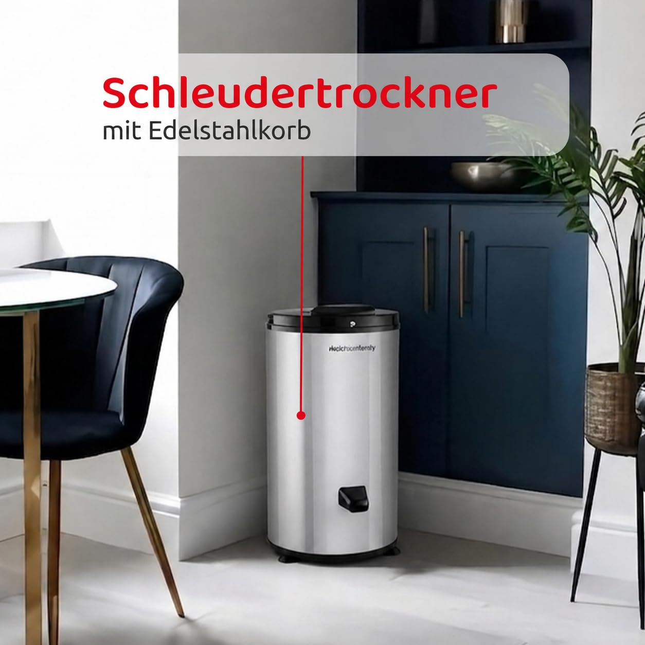 Melchioni Family Vertigo Wäscheschleuder 3200 U/min, Wäschetrockner mit Außenmaterial aus Edelstahl, Tragbarer Wäschetrockner Fassungsvermögen 6 kg