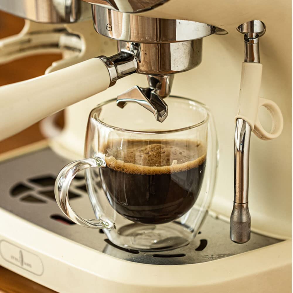TAMUME Double-Wall Insulated Glass Coffee and Tea Cup with Glass Lid (Medium), Black - Image 4