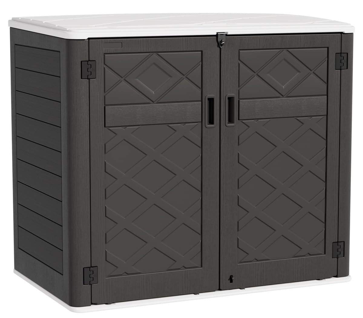 KINYING Larger Outdoor Storage Shed Weather Resistance, Resin Sheds & Outdoor Storage for Garden, Patios, Backyards, 48 Cu.Ft Tool Shed for Garbage Cans, Lawn Mower, Garden Tools,Black