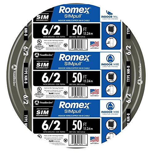 Southwire 28894422 6/2 NM-B Wire - Black (50FT.)