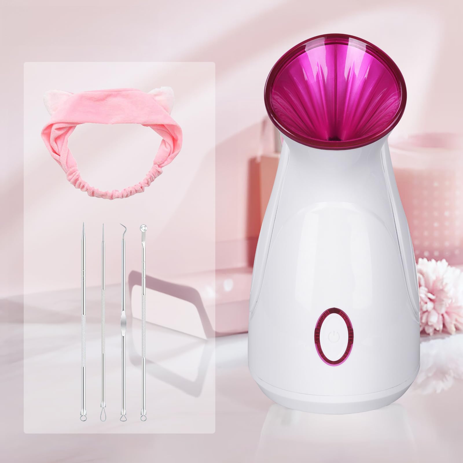 Vaporizador Facial Blanco para Sauna y Spa, Limpieza Facial, Spray Nano Ionic, Humidifier Steamer, Limpieza Profunda de Poros y Espinillas