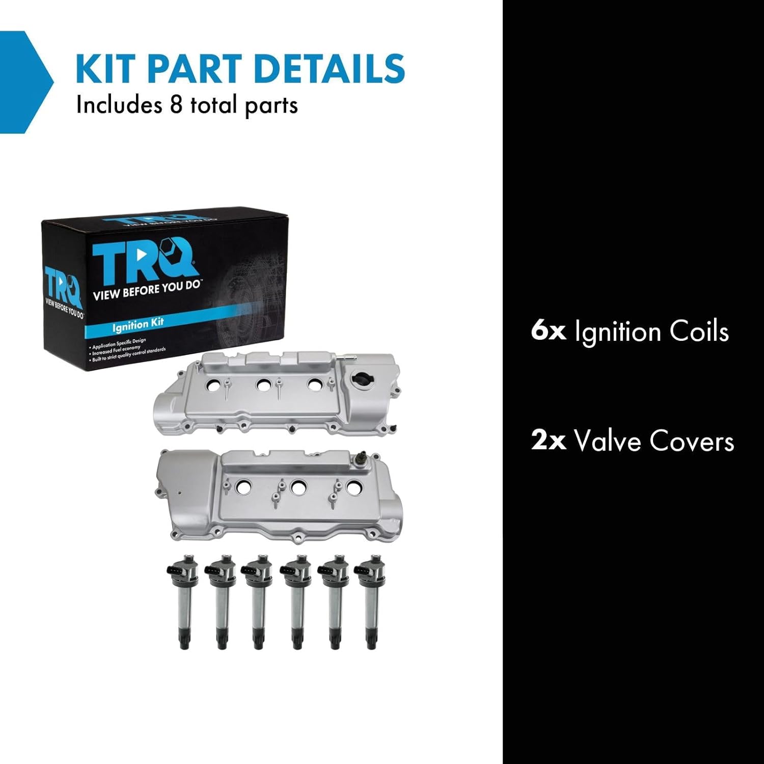 TRQ Ignition Coil Kit 8 Piece Valve Cover Compatible with 2004-2006 Lexus ES330 2004-2006 RX330 2006-2008 RX400h 2004-2006 Toyota Camry 2004-2008 Highlander 2004-2006 Sienna 2004-2008 Solara