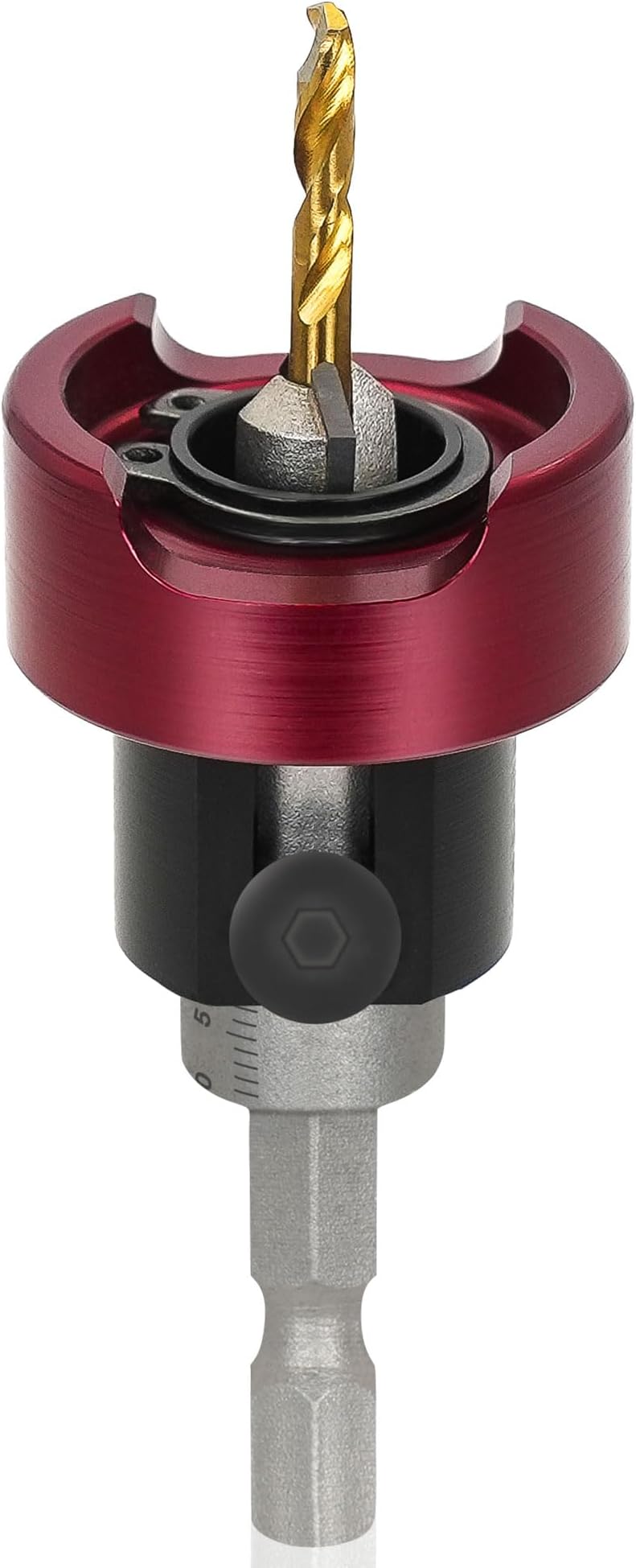 KEENTECH Carbide Tipped 82° Countersink Drill Bit with Depth Stop, 3/8" Dia x 1/8" Drill Diameter x 1/4" Shank, Adjustable Depth Stop with Ball Bearing for High Fine Finish on Softwood and Hardwood