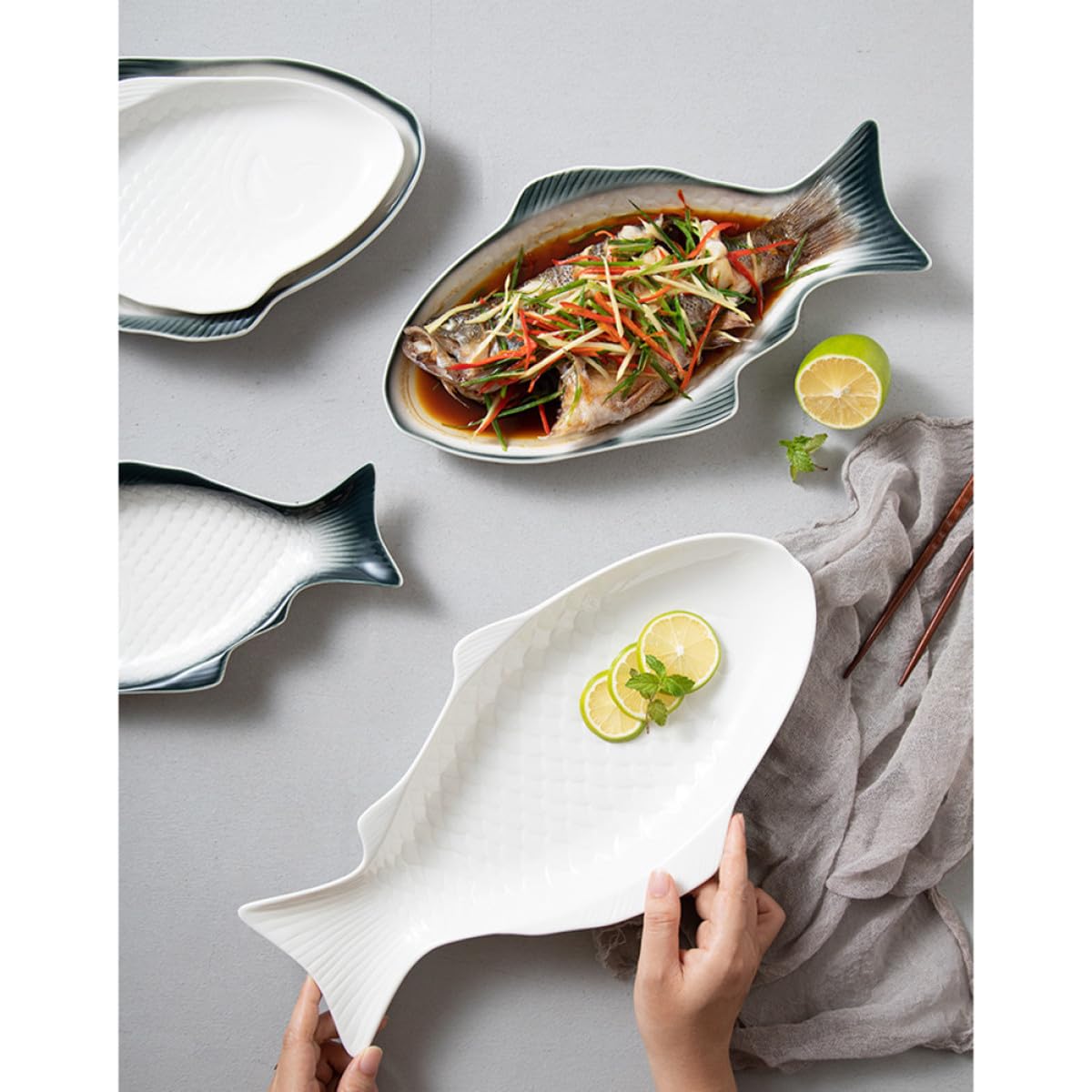 Plato De Pescado Creativo De Para Servir Casa o Restaurante Bandeja Para Sushi y Aperitivos Para Cena Familiar