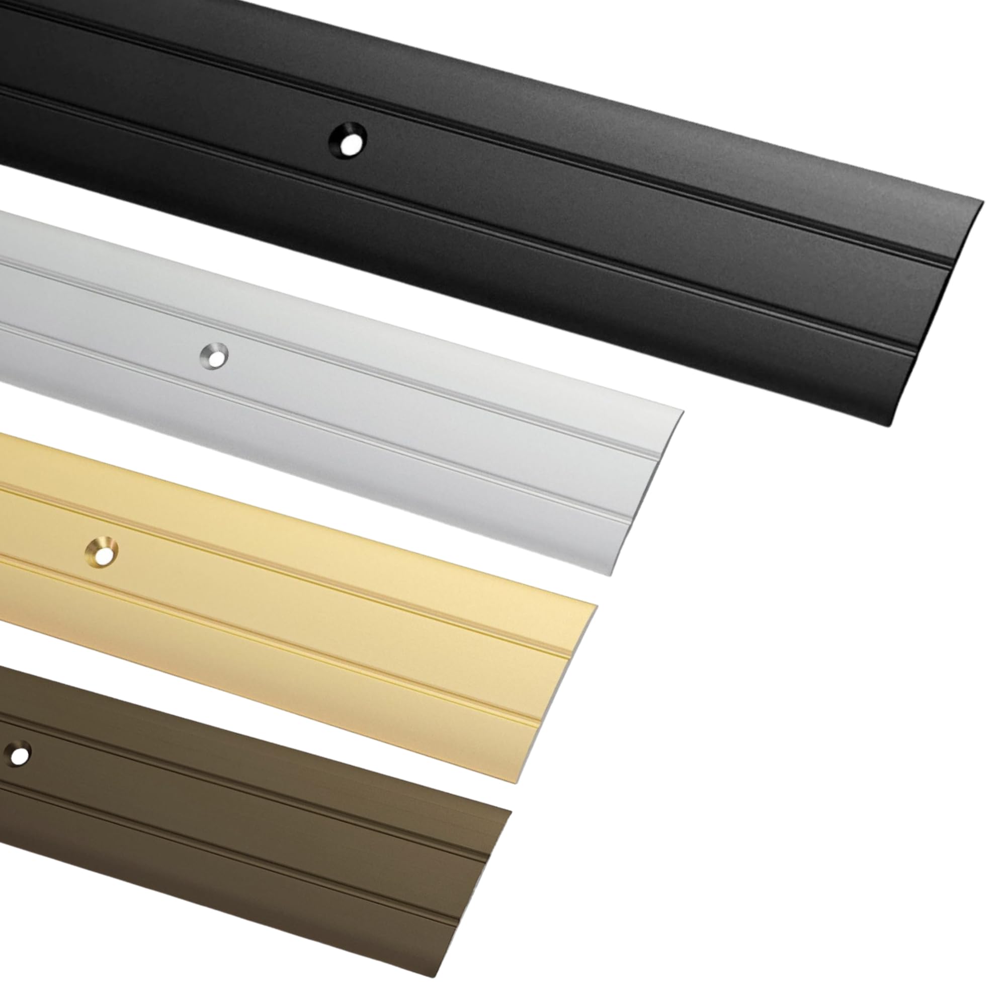 Gedotec Screw-on Transition Profile alu Black 200 cm - Length 2 m Width 37 mm - Perforated Aluminium Transition Rail - Door Threshold Strip - Made in Germany
