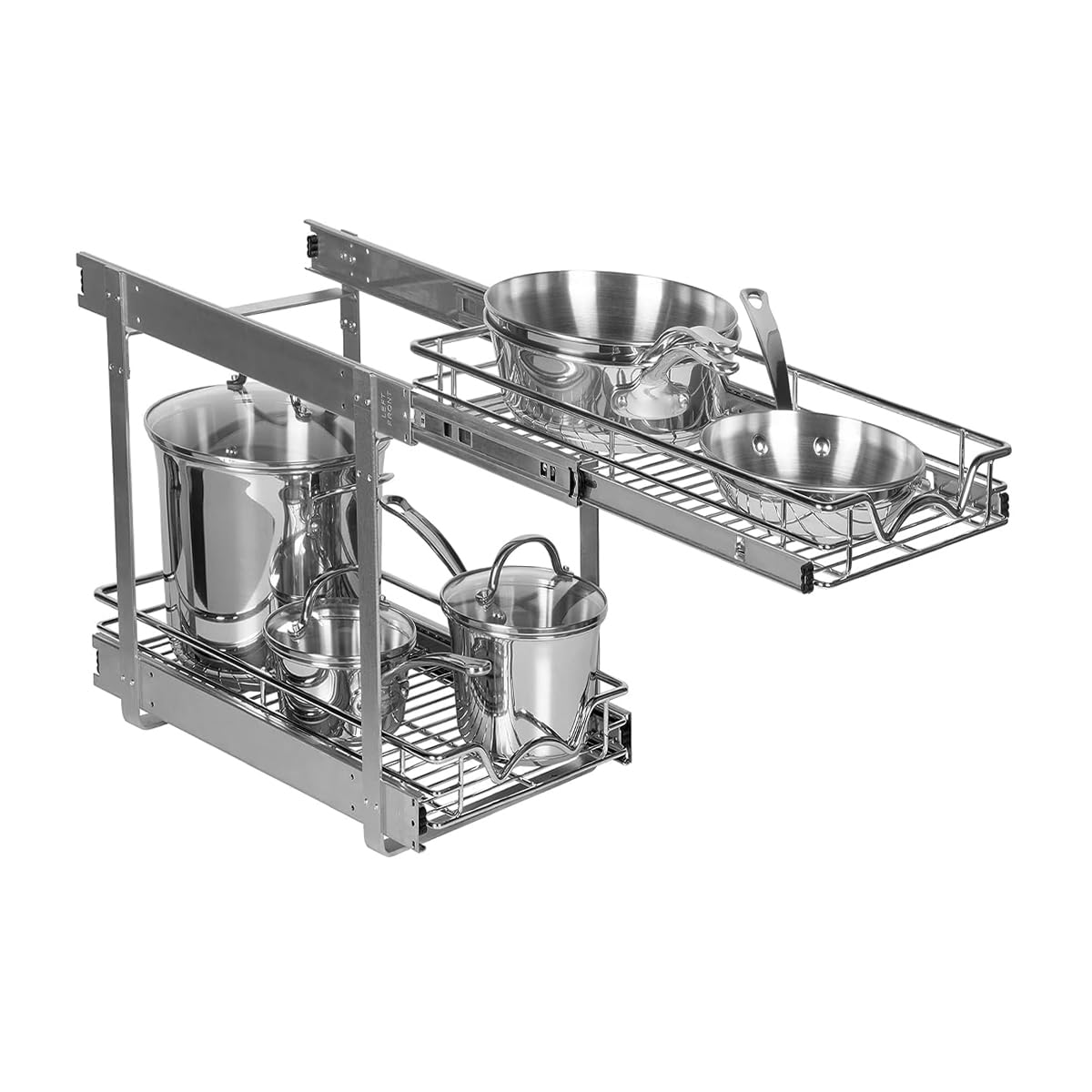 HOLDN’ STORAGE 2-Tier Pull Out Cabinet Organizer, Individual Sliding Drawers - Heavy Duty Metal with Lifetime Limited Warranty - Anti Rust Chrome Finish (8.5 Inch)