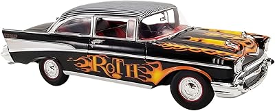 1957 Chevy Bel Air Black with Flames and Pinstripe Top Big Daddy Ed Roth LTD ED to 966 Pieces Worldwide 1/18 Diecast Model Car by Acme A1807014