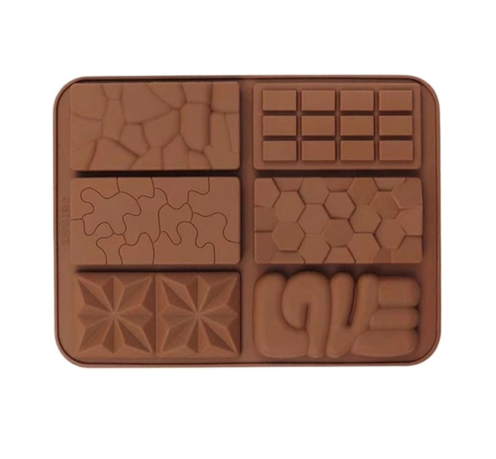 5-teiliges Schokoladenform-Set, 3D-Silikonform, Schokoladenform, Schokoladenriegelform, Bonbonform, Fondantform, Backzubehör Für Schokolade,Praline(Style05)
